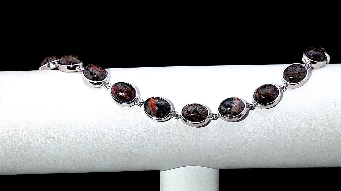 Karis Natural Yooperlite 31.30 ctw Bracelet in Platinum Bond (7.25 In) with Free UV Flash Light