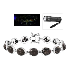 Karis Natural Yooperlite 34.00 ctw Bracelet in Platinum Bond (8.00 In) with Free UV Flash Light