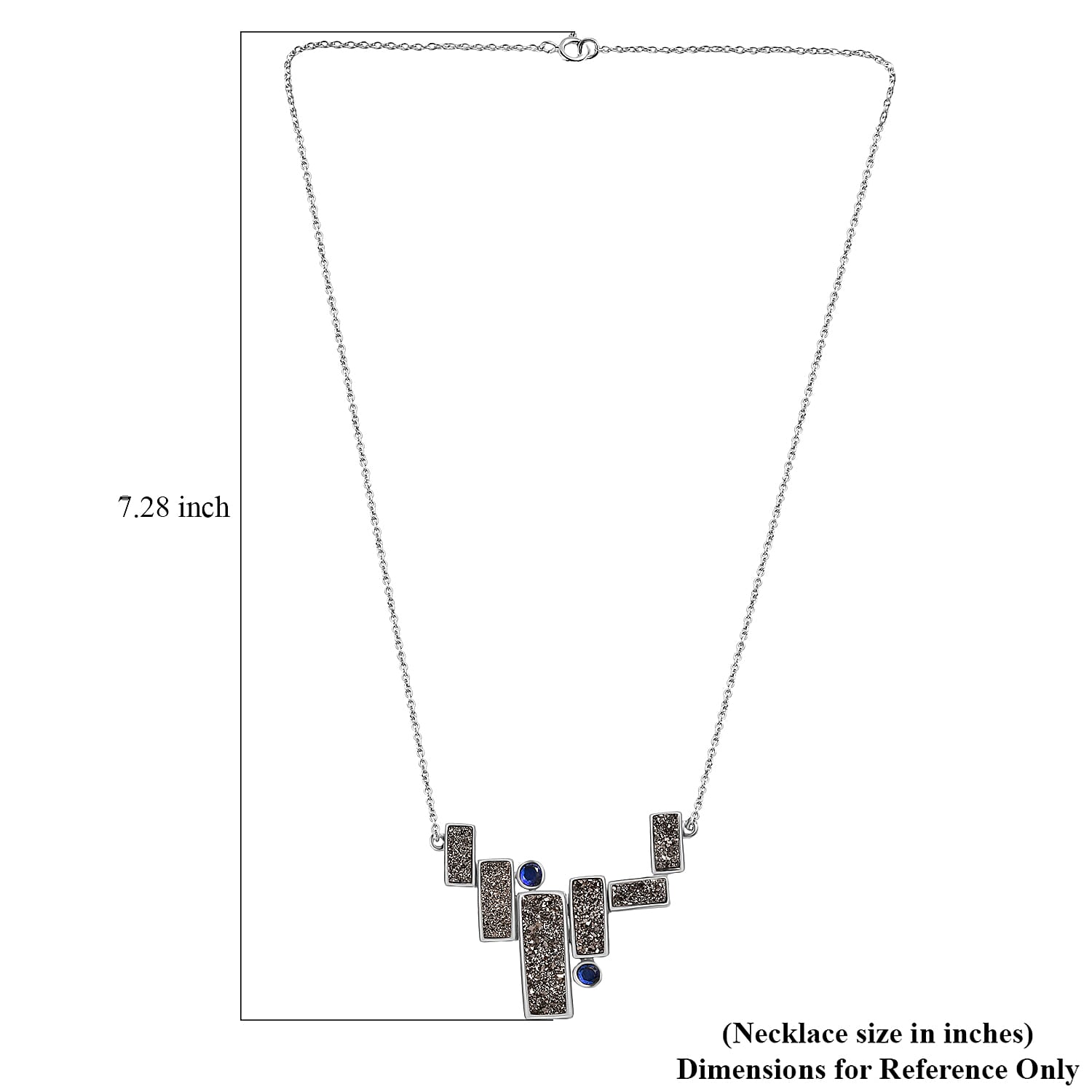 Sajen Silver Black Diamond Flat Drusy Quartz and Rainbow Iriss Doublet Quartz 13.40 ctw Necklace in Rhodium Over Sterling Silver 18 Inches