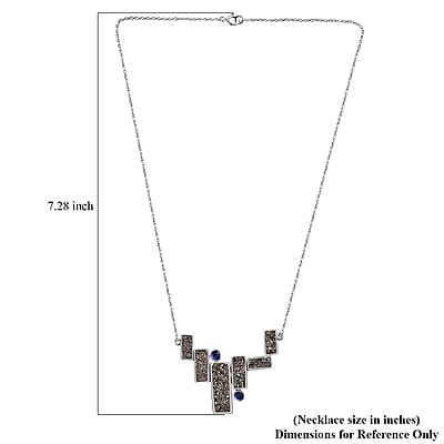 Sajen Silver Black Diamond Flat Drusy Quartz and Rainbow Iriss Doublet Quartz 13.40 ctw Necklace in Rhodium Over Sterling Silver 18 Inches