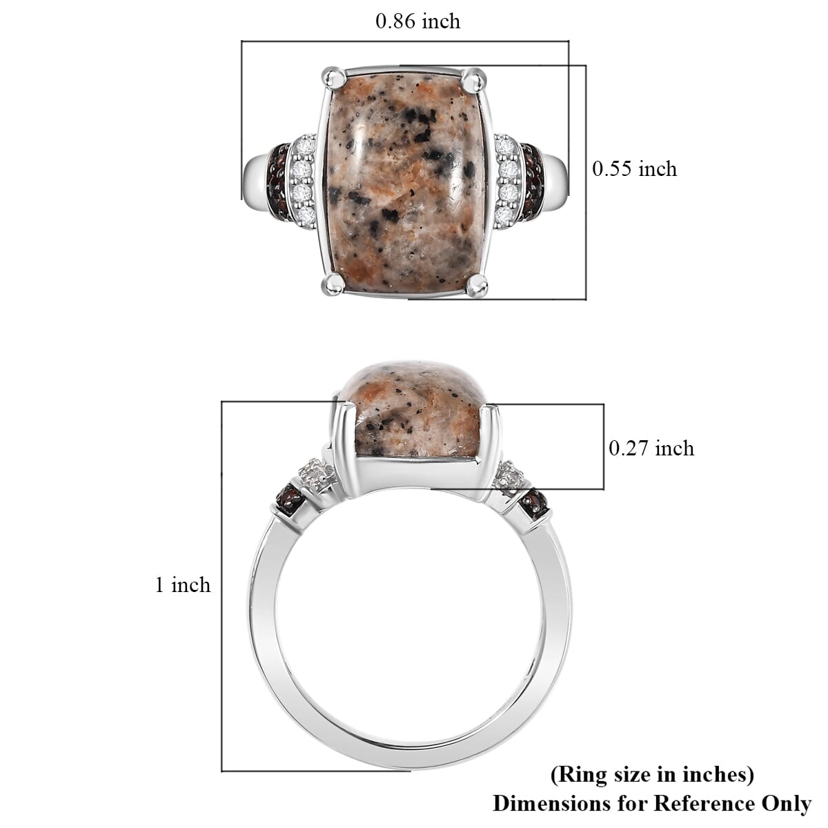 D'Joy Natural Yooperlite and Multi Gemstone 7.00 ctw Ring in Rhodium Over Sterling Silver (Size 10.0) with Free UV Flash Light image number 5