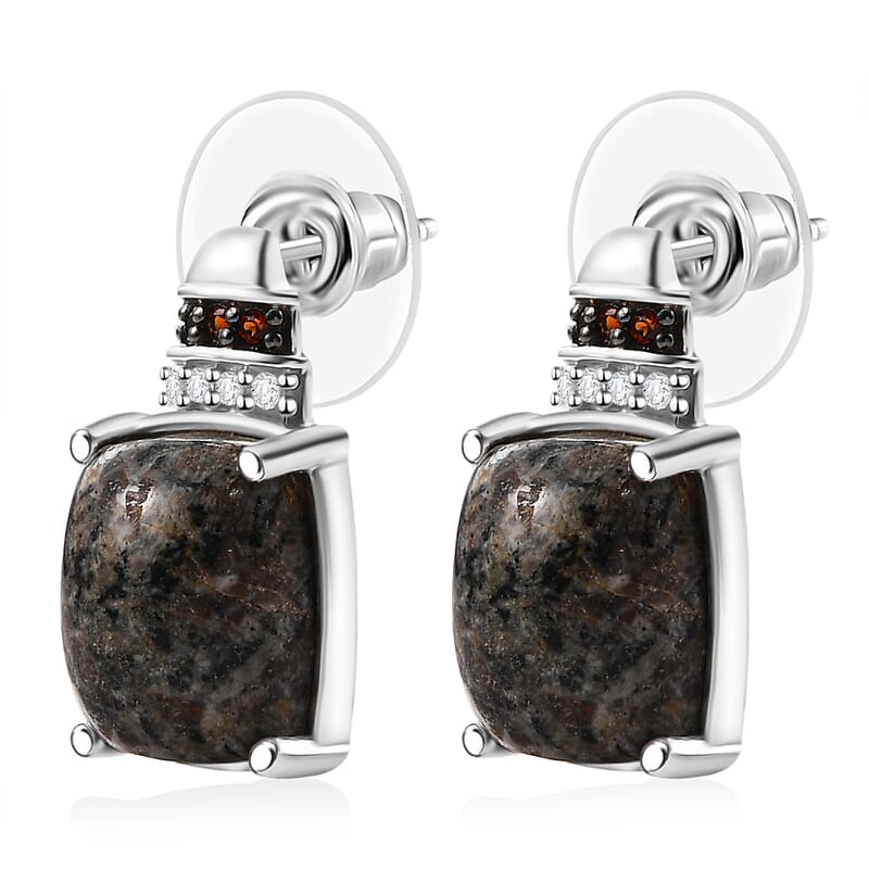 D'Joy Natural Yooperlite and Multi Gemstone 11.60 ctw Earrings in Rhodium Over Sterling Silver with Free UV Flash Light
