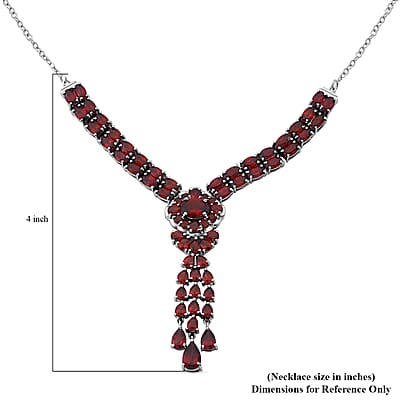 Mozambique Garnet 19.80 ctw Floral Chandelier Necklace in Rhodium Over Sterling Silver 18 Inches