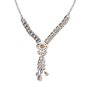 Brazilian Citrine 13.70 ctw Floral Chandelier Necklace in Rhodium Over Sterling Silver 18 Inches