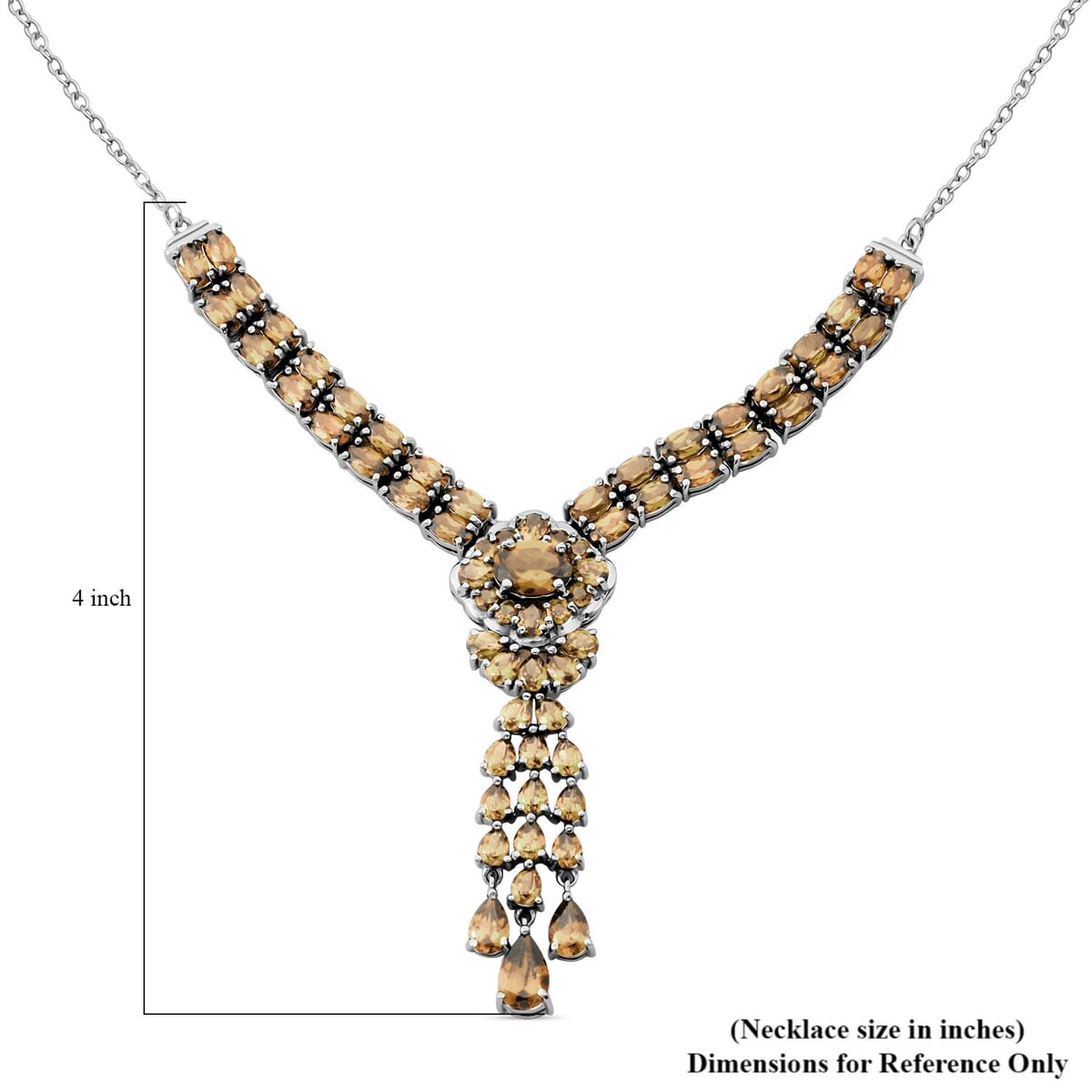 Brazilian Citrine 13.70 ctw Floral Chandelier Necklace in Rhodium Over Sterling Silver 18 Inches image number 4