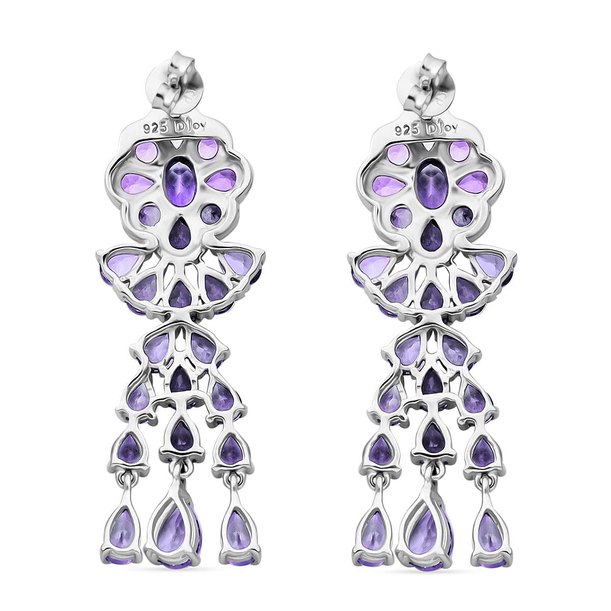 Rose De France Amethyst 8.70 ctw Floral Chandelier Earrings in Rhodium Over Sterling Silver