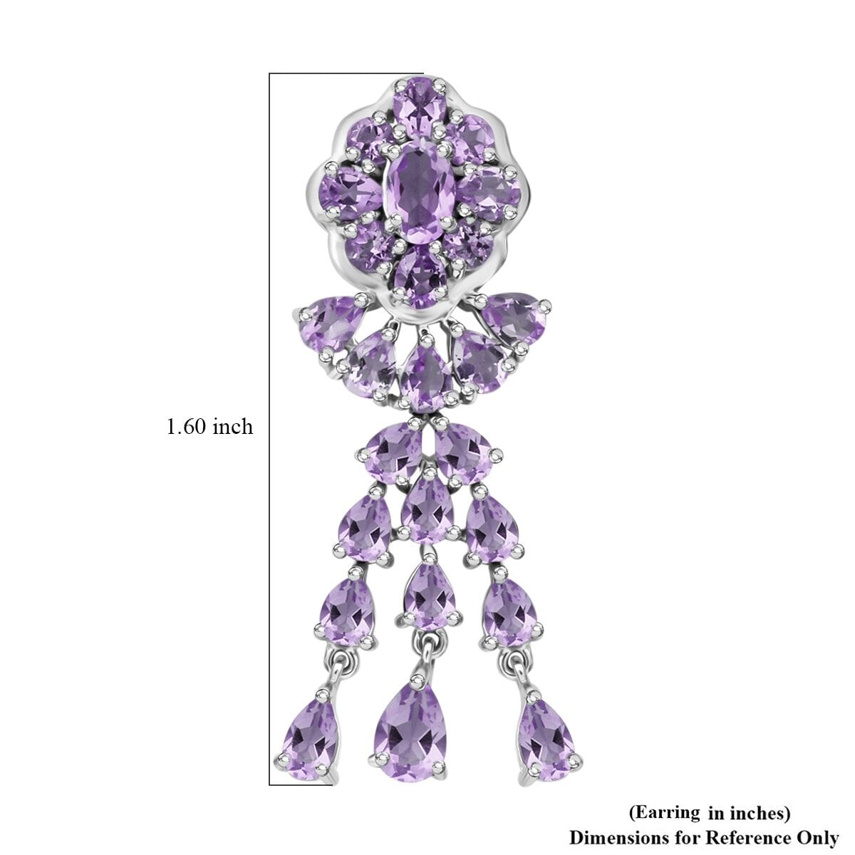 Rose De France Amethyst 8.70 ctw Floral Chandelier Earrings in Rhodium Over Sterling Silver image number 5