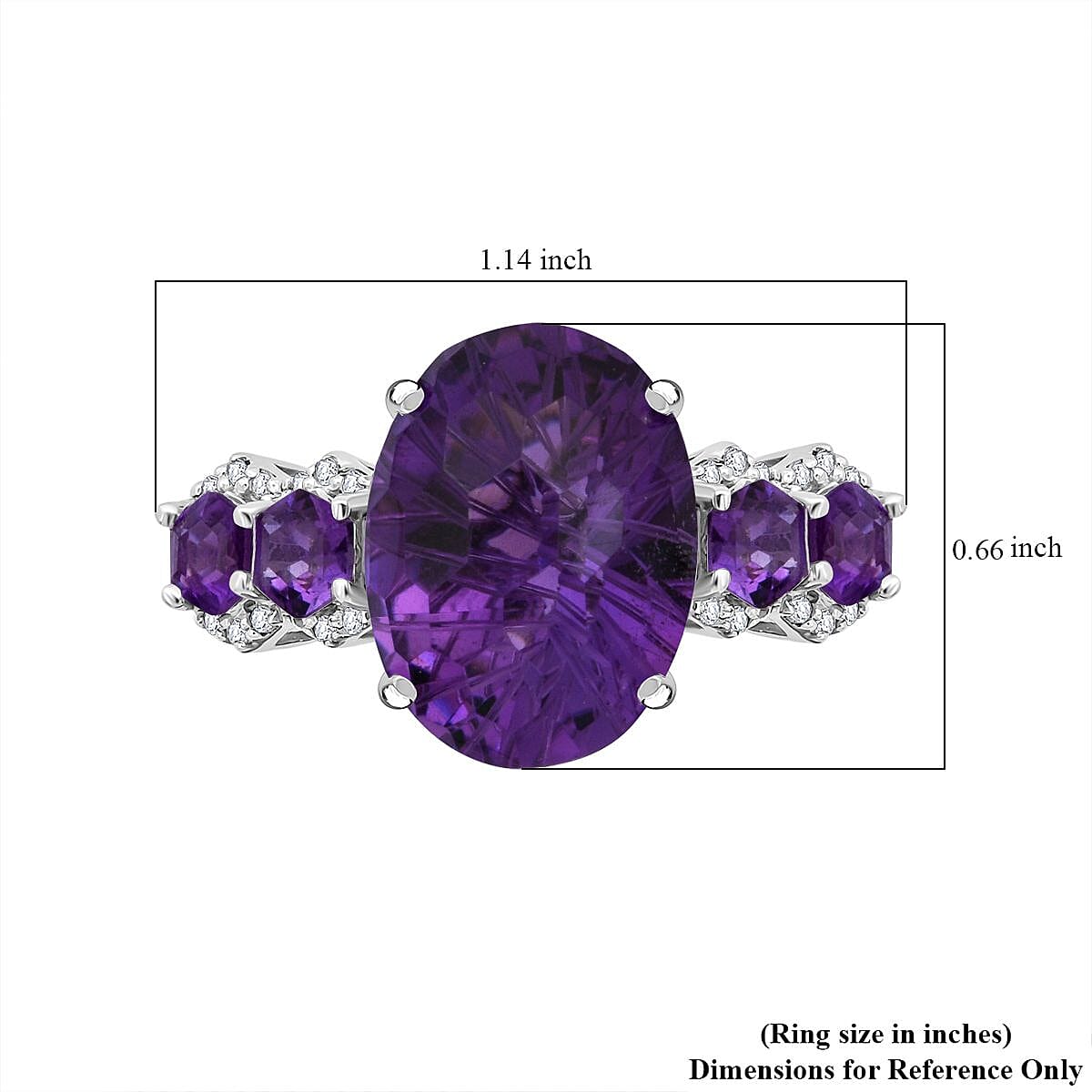 Honeycomb Cut African Amethyst and White Zircon 11.40 ctw Baroque Ring in Rhodium Over Sterling Silver (Size 11.0) image number 5