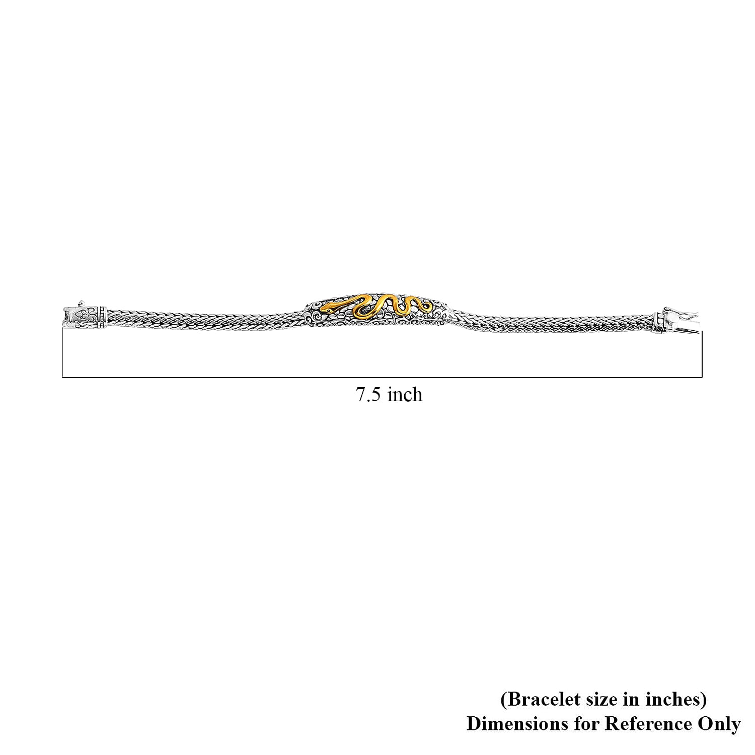 D'Joy Bali Legacy Tulang Naga Chain with Snake Bracelet in 22K Vermeil YG Over and Sterling Silver (6.50 In) 20.85 Grams