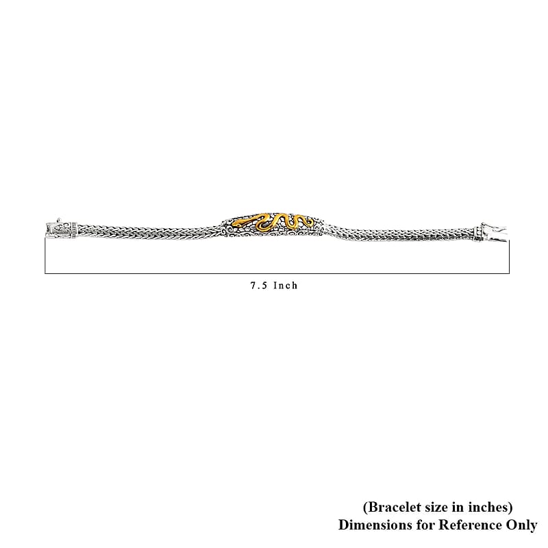 D'Joy Bali Legacy Tulang Naga Chain with Snake Bracelet in 22K Vermeil YG Over and Sterling Silver (7.25 In) 22.90 Grams