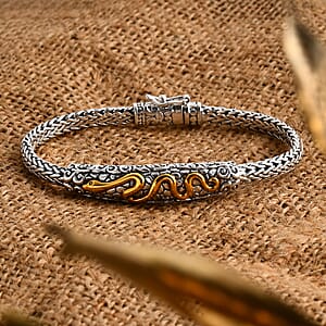 D'Joy Bali Legacy Tulang Naga Chain with Snake Bracelet in 22K Vermeil YG Over and Sterling Silver (8.00 In) 25.10 Grams