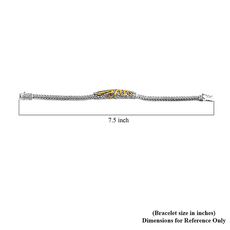 D'Joy Bali Legacy Tulang Naga Chain with Snake Bracelet in 22K Vermeil YG Over and Sterling Silver (8.00 In) 25.10 Grams