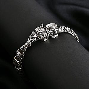 D'Joy Bali Legacy Tulangnaga Chain Pixiu Bracelet in Sterling Silver (6.50 In) 27.60 Grams