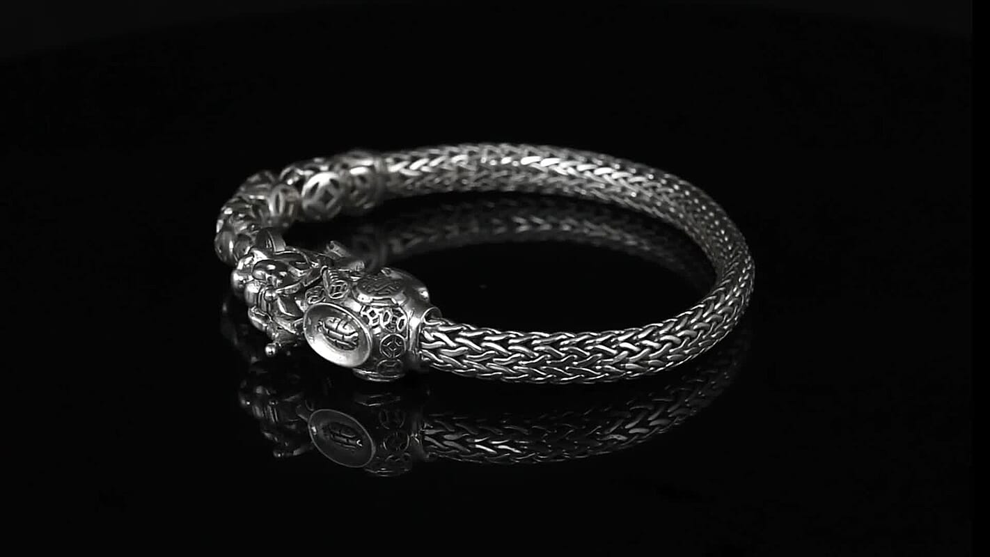 D'Joy Bali Legacy Sterling Silver Tulangnaga Chain Pixiu Bracelet (6.50 In) (27.60 g)