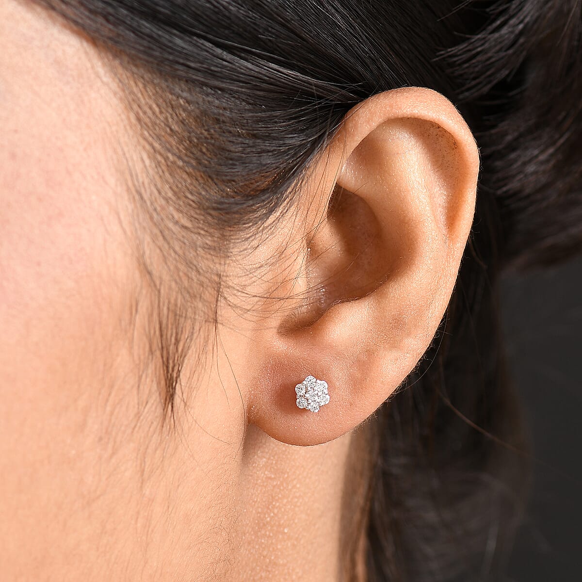 Lab Grown Diamond (SI) 0.25 ctw Stud Earrings in Rhodium Over Sterling Silver image number 2