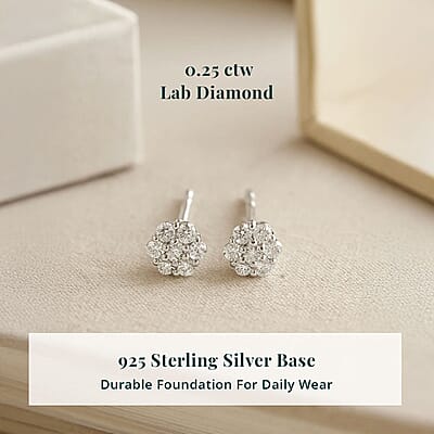 Lab Grown Diamond (SI) 0.25 ctw Stud Earrings in Rhodium Over Sterling Silver