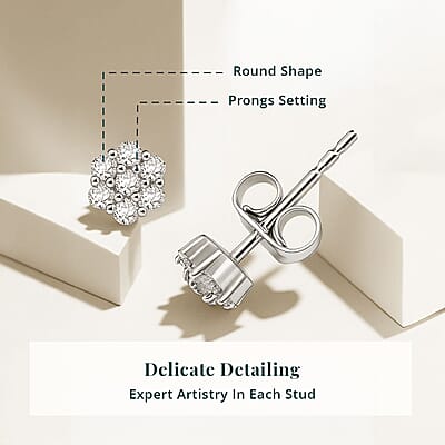 Lab Grown Diamond (SI) 0.25 ctw Stud Earrings in Rhodium Over Sterling Silver