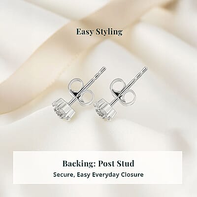 Lab Grown Diamond (SI) 0.25 ctw Stud Earrings in Rhodium Over Sterling Silver