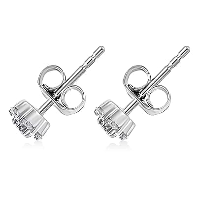 Lab Grown Diamond (SI) 0.25 ctw Stud Earrings in Rhodium Over Sterling Silver