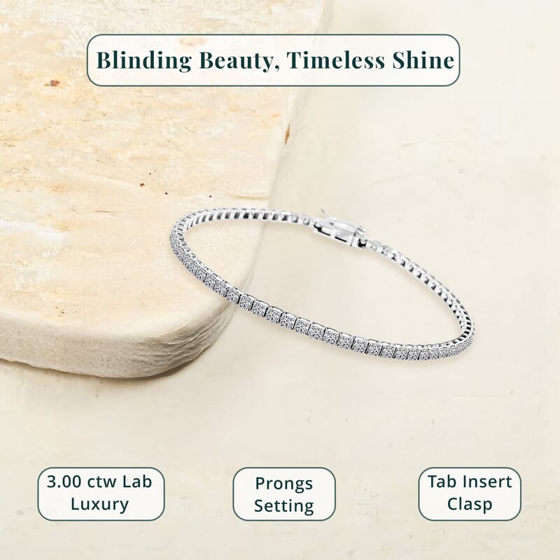 Luxuriant Lab Grown Diamond 3.00 ctw Bracelet in 14K White Gold (7.00 In) 5.24 Grams