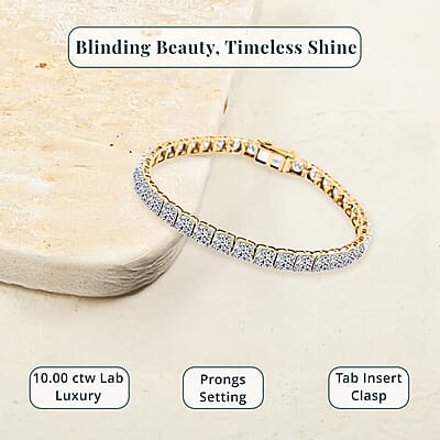 Luxuriant Lab Grown Diamond 10.00 ctw Bracelet in 14K Yellow Gold (7.00 In) 9.56 Grams