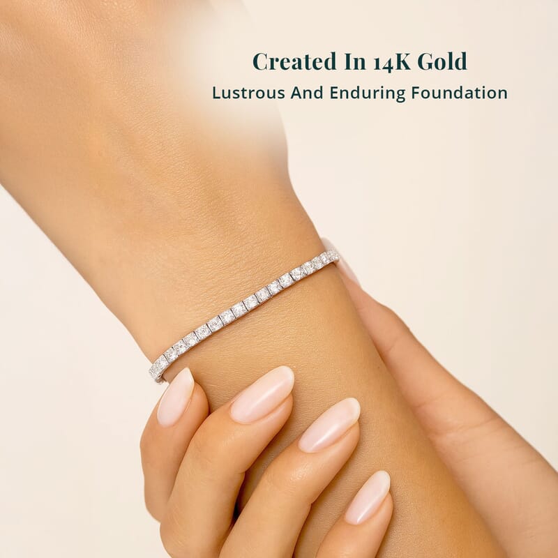 Luxuriant Lab Grown Diamond 8.00 ctw Bracelet in 14K White Gold (6.75 In) 7.10 Grams