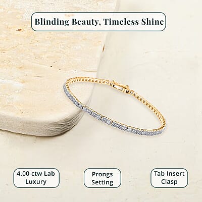 Luxuriant Lab Grown Diamond 4.00 ctw Bracelet in 14K Yellow Gold (7.25 In) 5.63 Grams