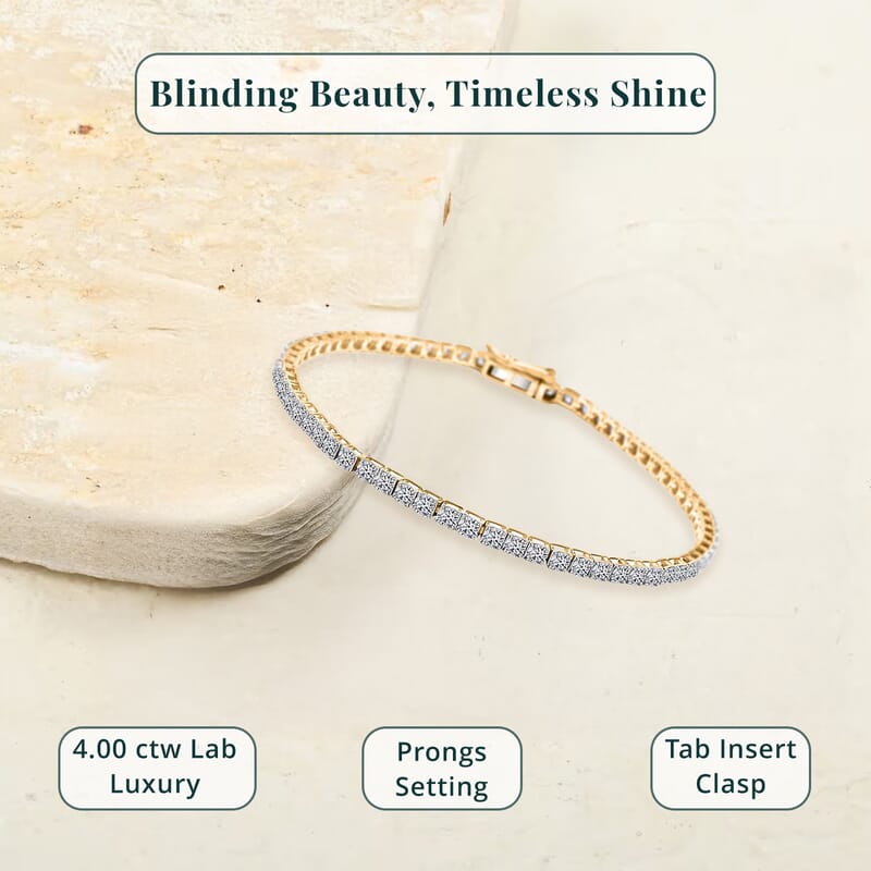 Luxuriant Lab Grown Diamond 4.00 ctw Bracelet in 14K Yellow Gold (7.25 In) 5.63 Grams