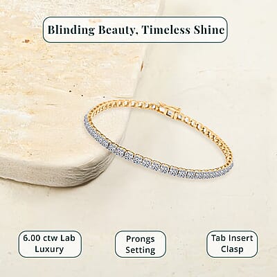 Luxuriant Lab Grown Diamond 6.00 ctw Bracelet in 14K Yellow Gold (7.25 In) 5.52 Grams