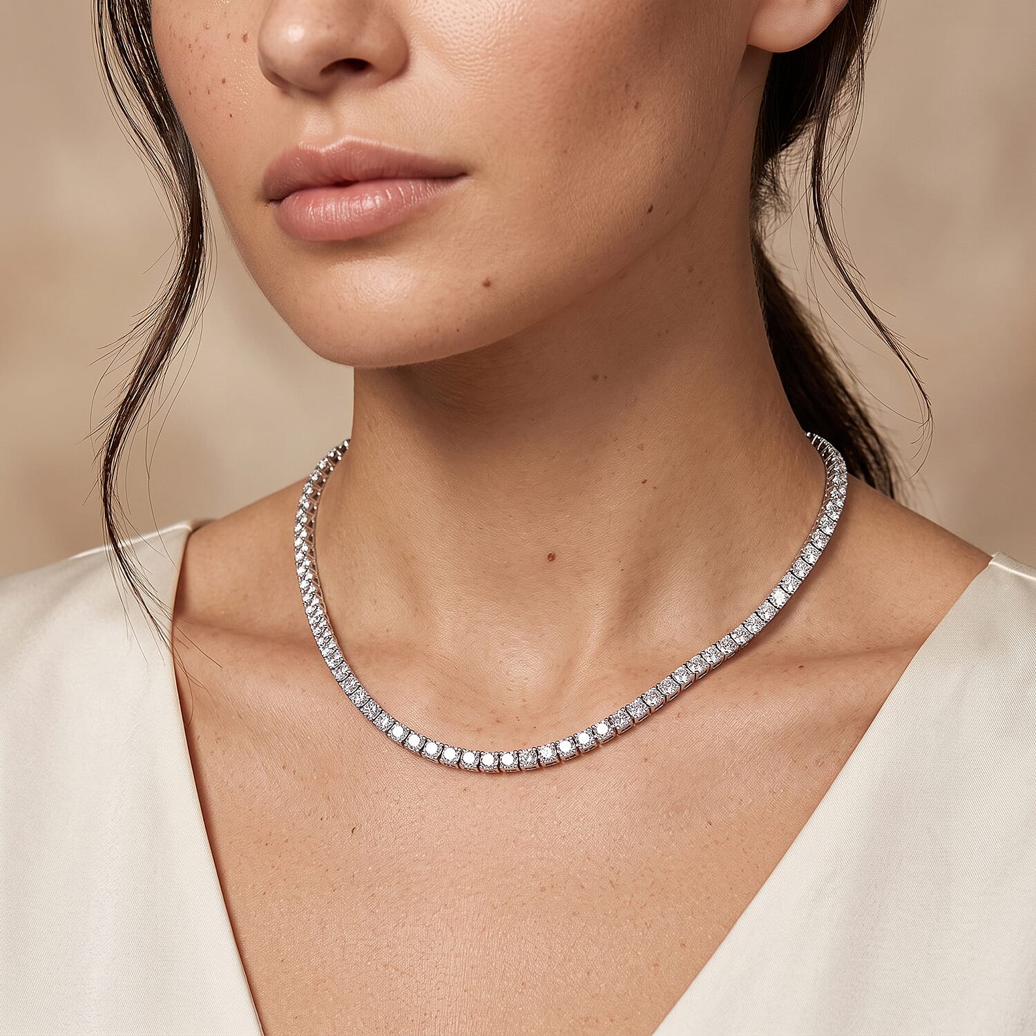 Luxuriant Lab Grown Diamond 5.00 ctw Necklace in 14K White Gold 18 Inches 12.20 Grams