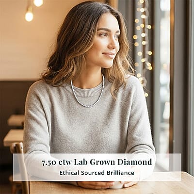 Luxuriant Lab Grown Diamond 7.50 ctw Infinite Glow Necklace in 14K White Gold 18 Inches 11.65 Grams