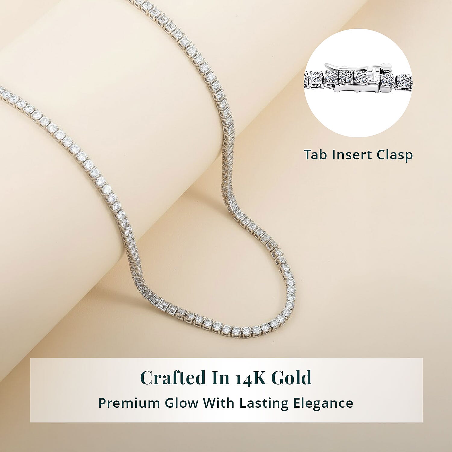 Luxuriant Lab Grown Diamond 7.50 ctw Infinite Glow Necklace in 14K White Gold 18 Inches 11.65 Grams