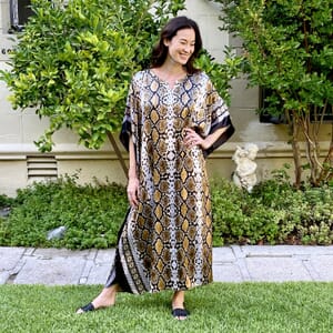 Winlar Tan Snake Long Satin Kaftan - One Size Fits Most