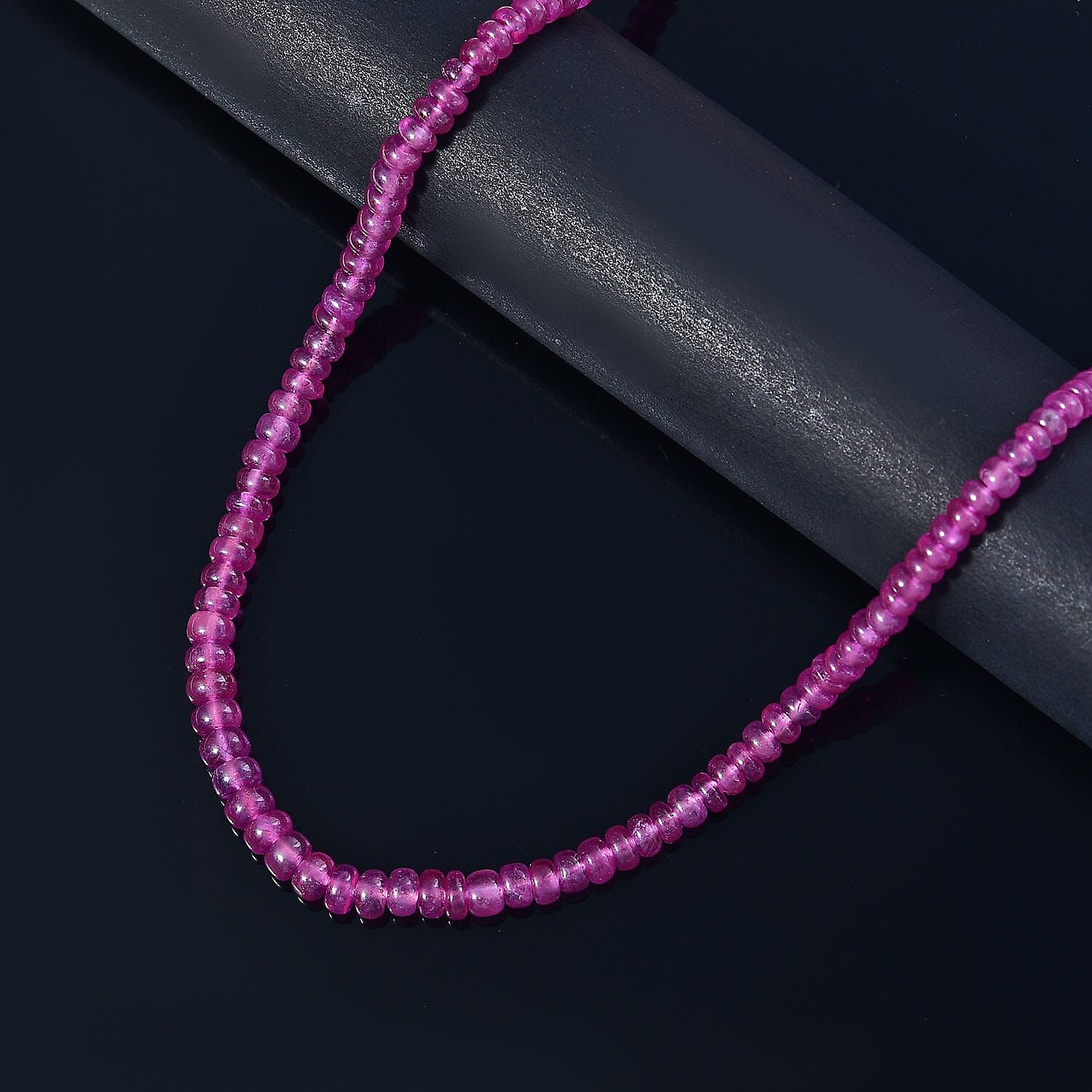 African Ruby 93.50 ctw Beaded Necklace (18 Inches) in 18K Vermeil Yellow Gold over Sterling Silver