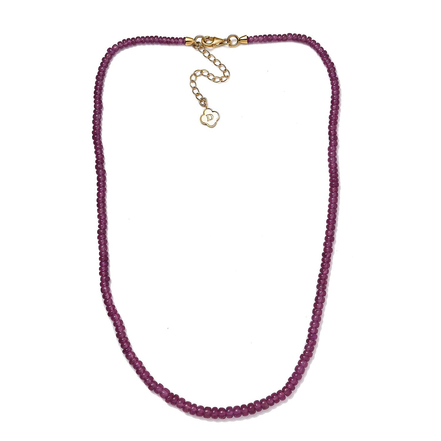 African Ruby 93.50 ctw Beaded Necklace (18 Inches) in 18K Vermeil Yellow Gold over Sterling Silver