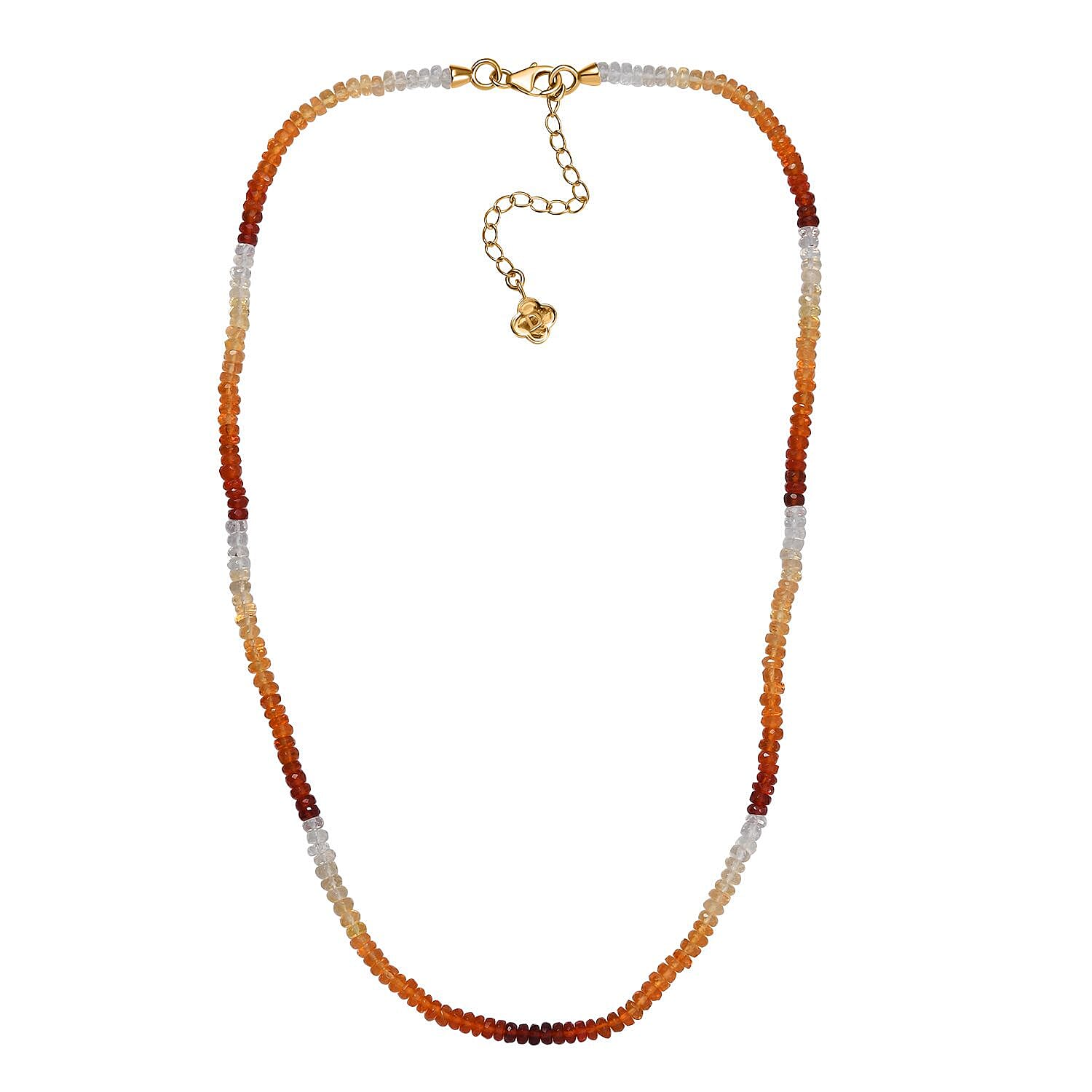 Fire Opal 34.00 ctw Beaded Necklace (18 Inches) in 18K Vermeil Yellow Gold Over Sterling Silver