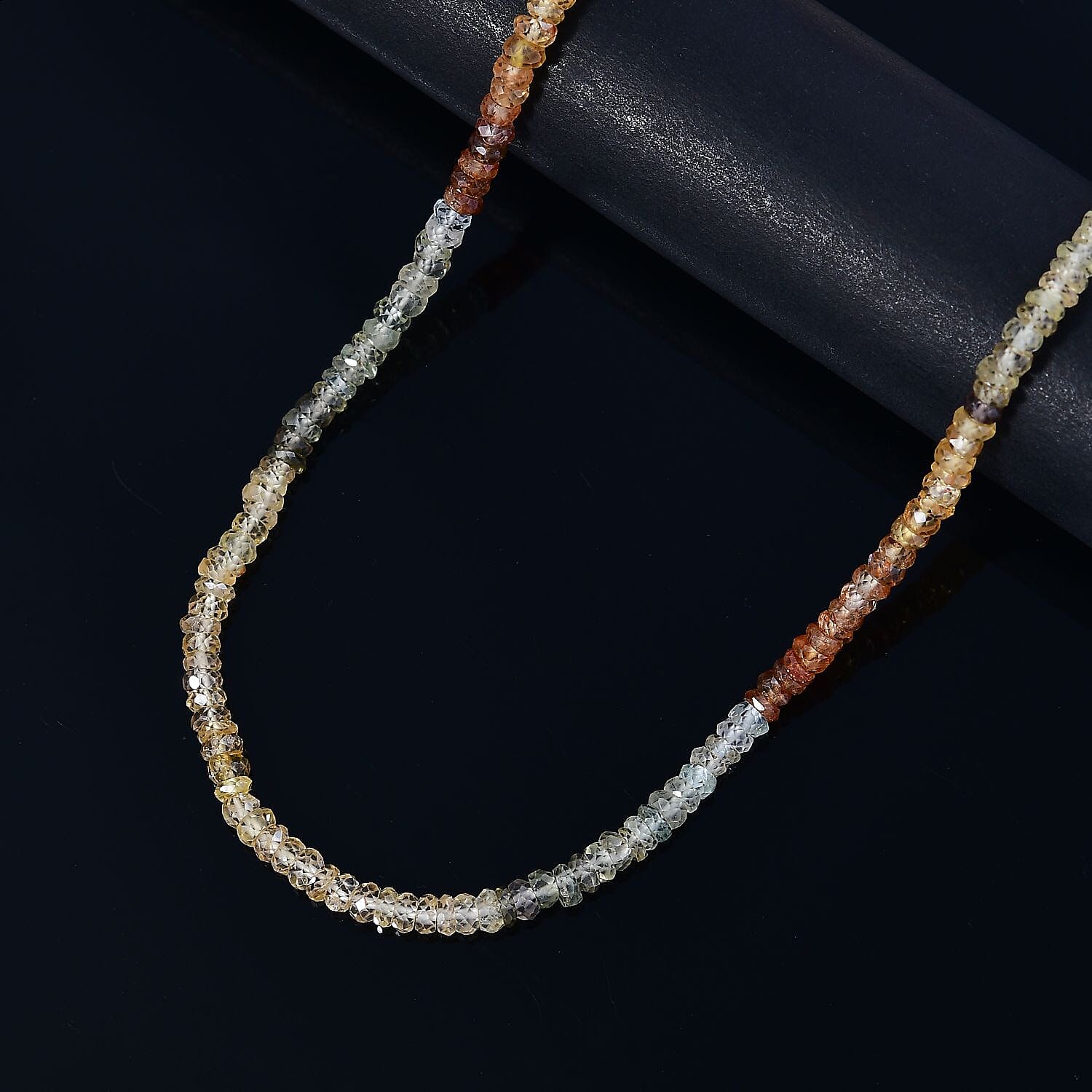 Multi Zircon 90.00 ctw Beaded Necklace (18 Inches) in 18K Vermeil Yellow Gold Over Sterling Silver