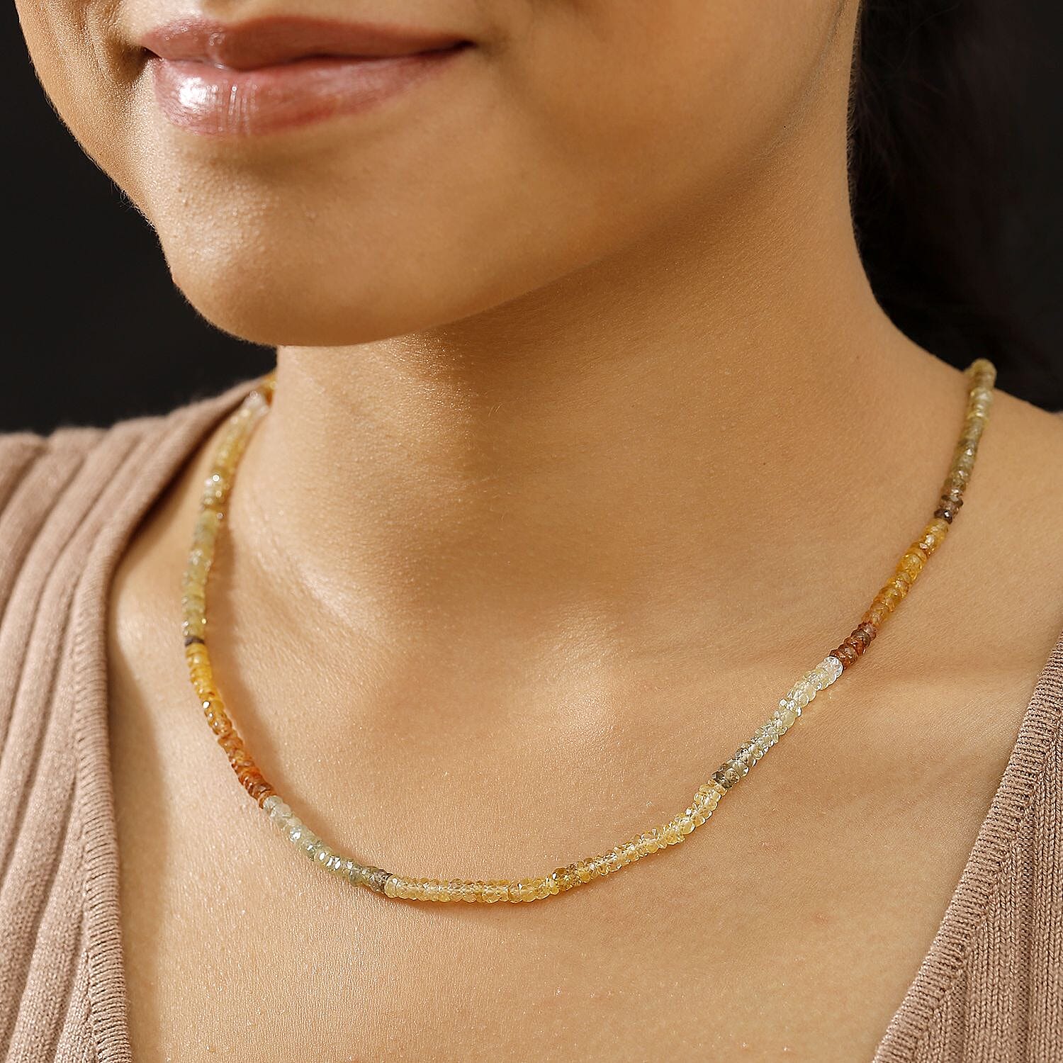 Multi Zircon 90.00 ctw Beaded Necklace (18 Inches) in 18K Vermeil Yellow Gold Over Sterling Silver
