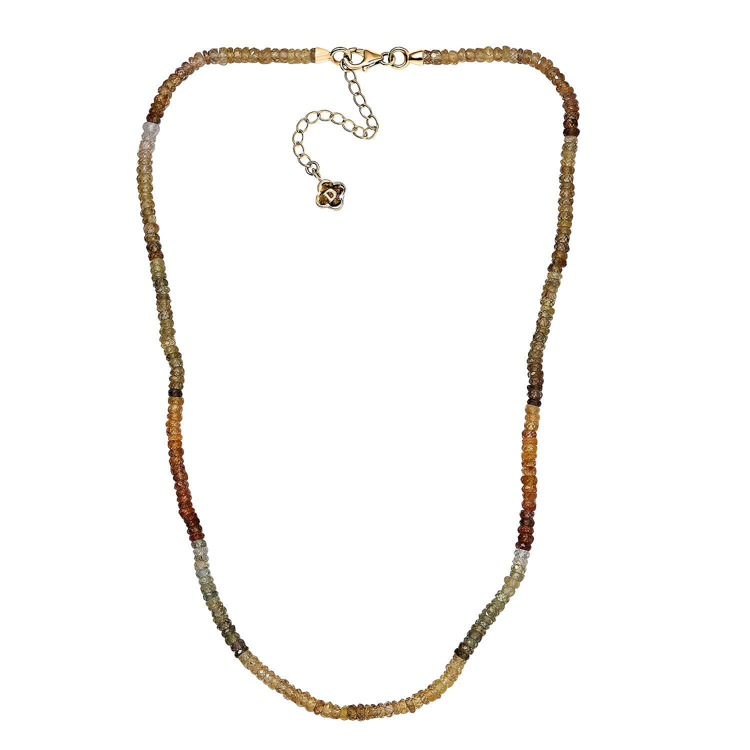 Multi Zircon 90.00 ctw Beaded Necklace (18 Inches) in 18K Vermeil Yellow Gold Over Sterling Silver