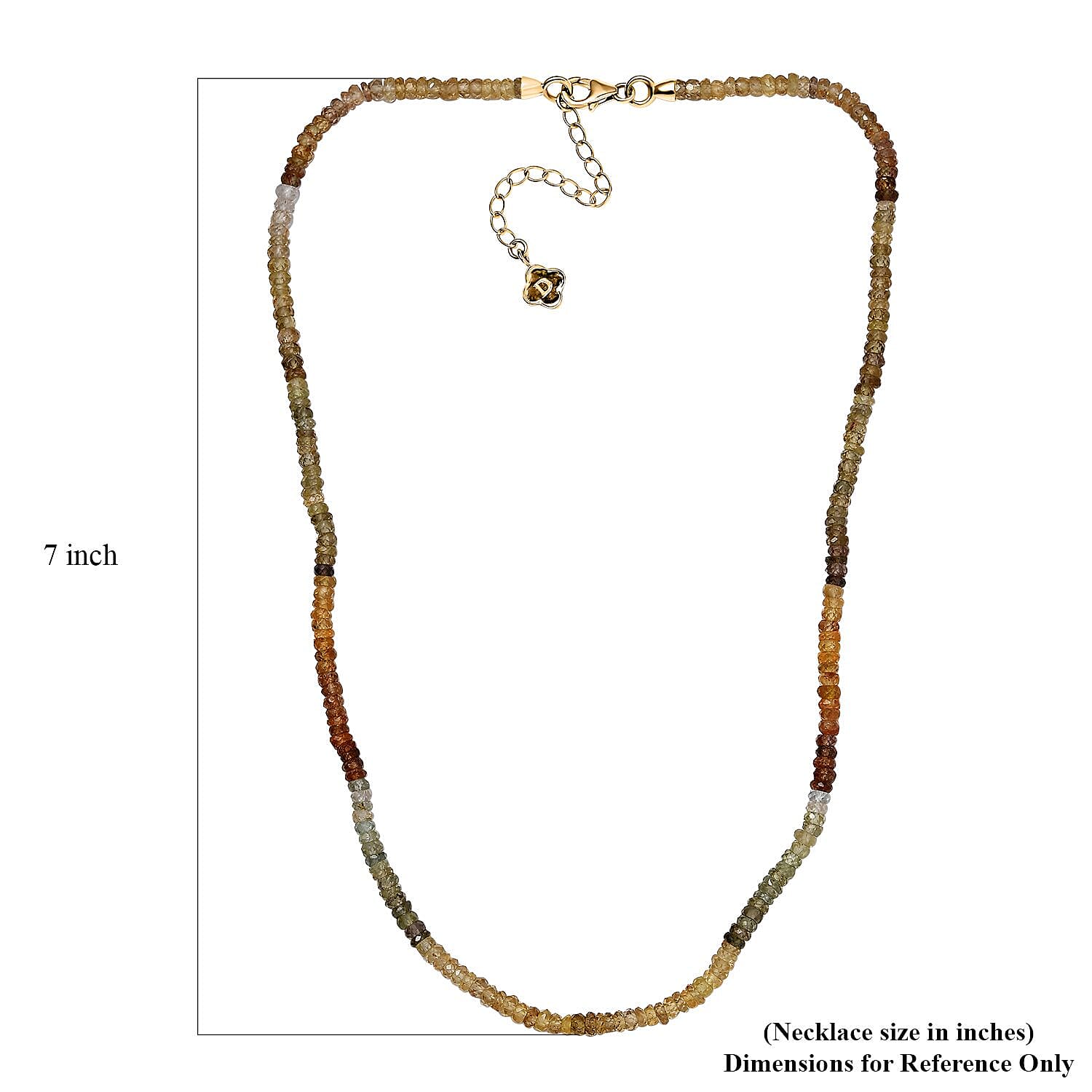 Multi Zircon 90.00 ctw Beaded Necklace (18 Inches) in 18K Vermeil Yellow Gold Over Sterling Silver