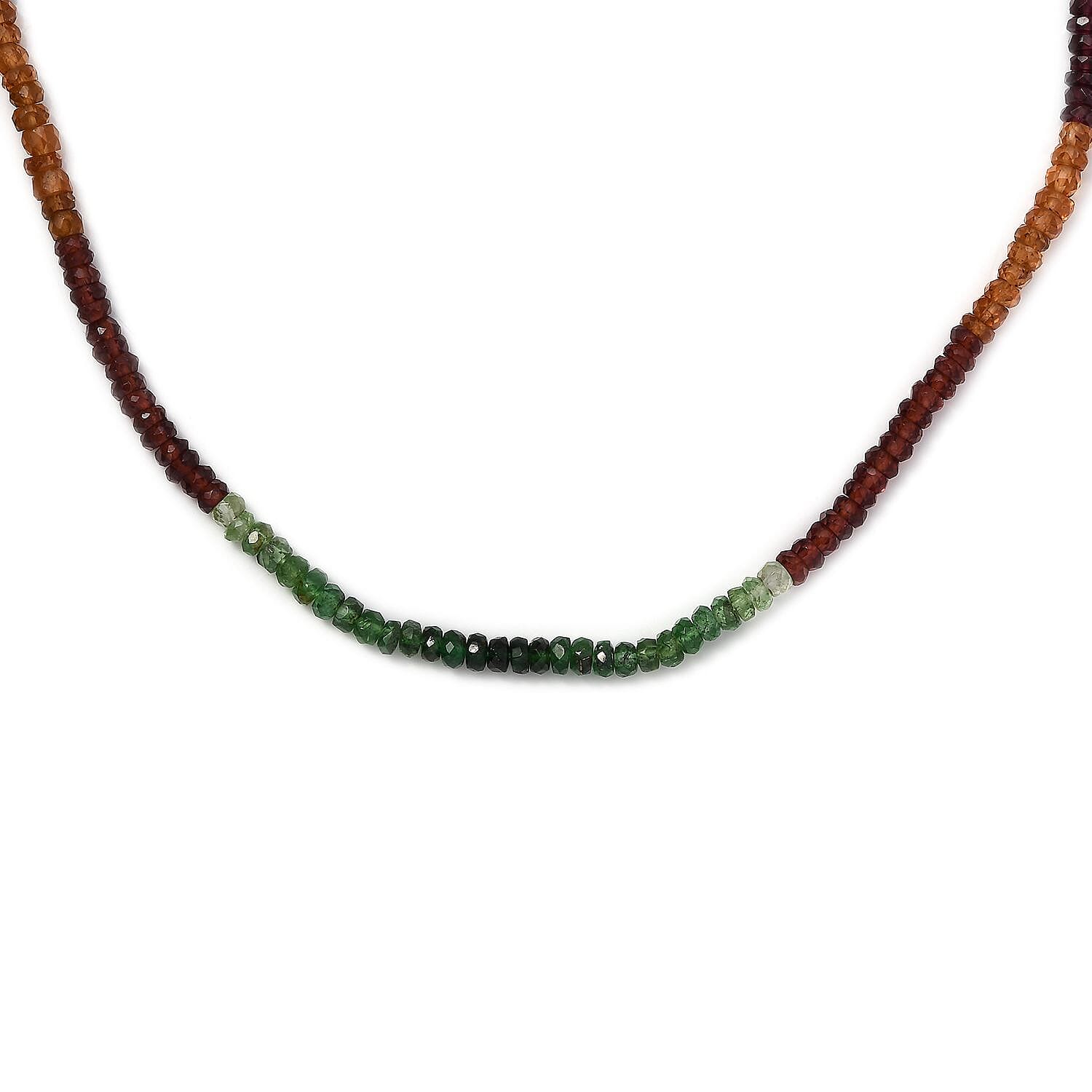Multi Gemstone 56.00 ctw Beaded Necklace (18 Inches) in 18K Vermeil Yellow Gold Over Sterling Silver
