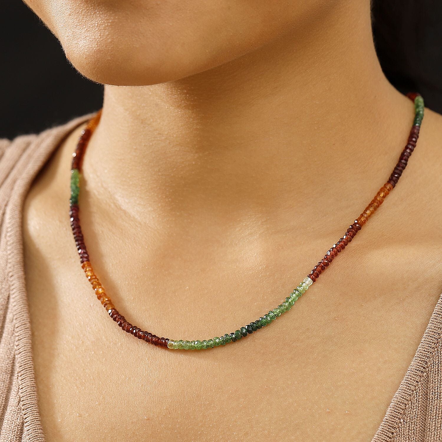 Multi Gemstone 56.00 ctw Beaded Necklace (18 Inches) in 18K Vermeil Yellow Gold Over Sterling Silver