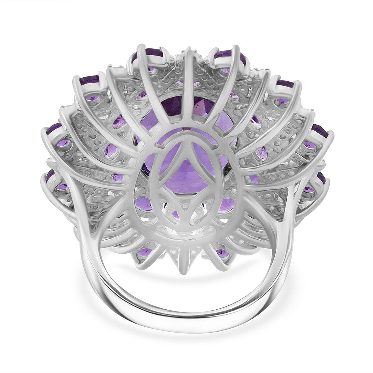 【BLACKPURPLE】[silver925] milky ring Blackened Sterling Silver 925 Spiky Black Spinel White Gem