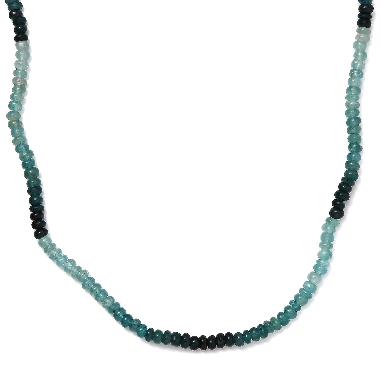 Grandidierite 72.00 ctw Beaded Necklace (18 Inches) in Rhodium Over Sterling Silver