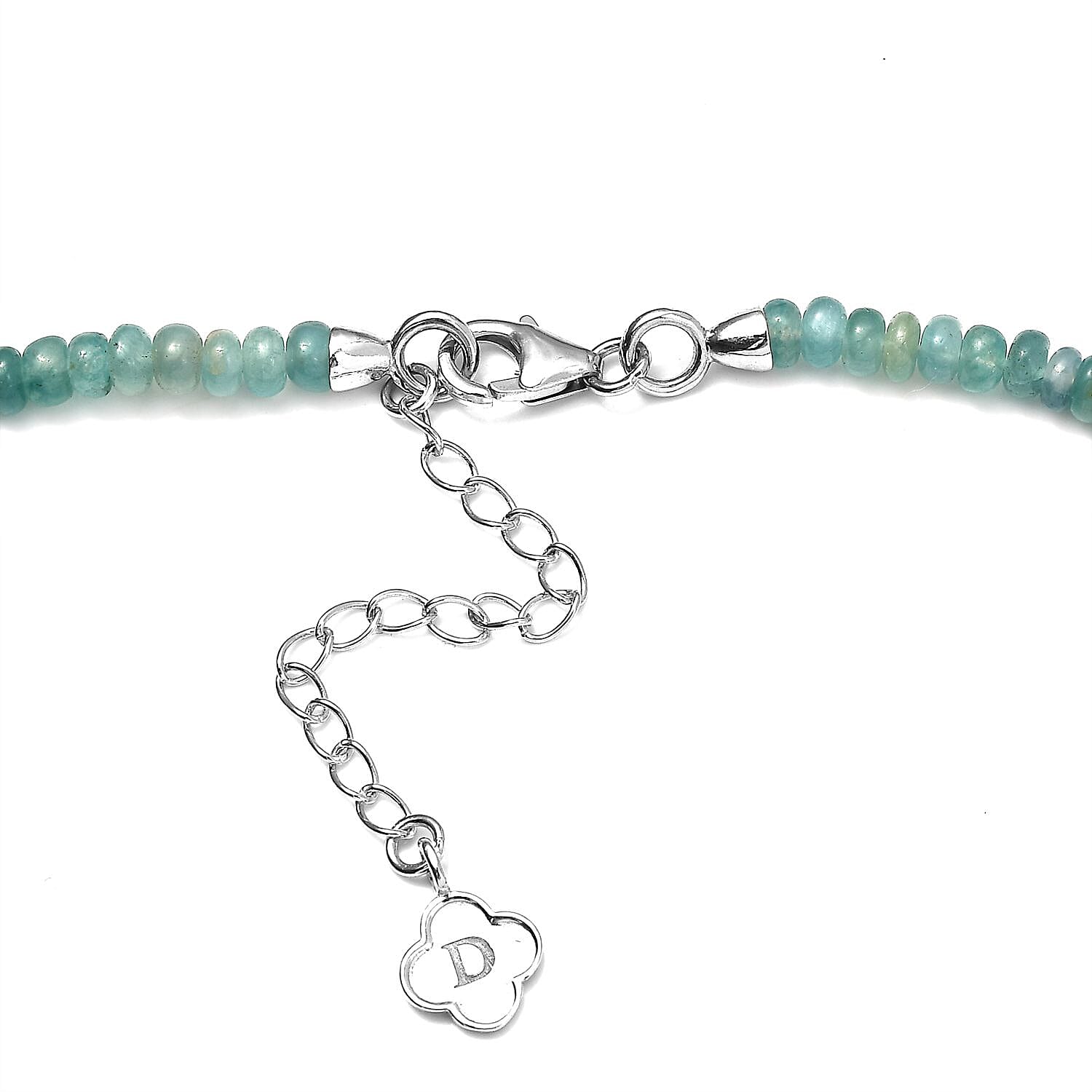 Grandidierite 72.00 ctw Beaded Necklace (18 Inches) in Rhodium Over Sterling Silver