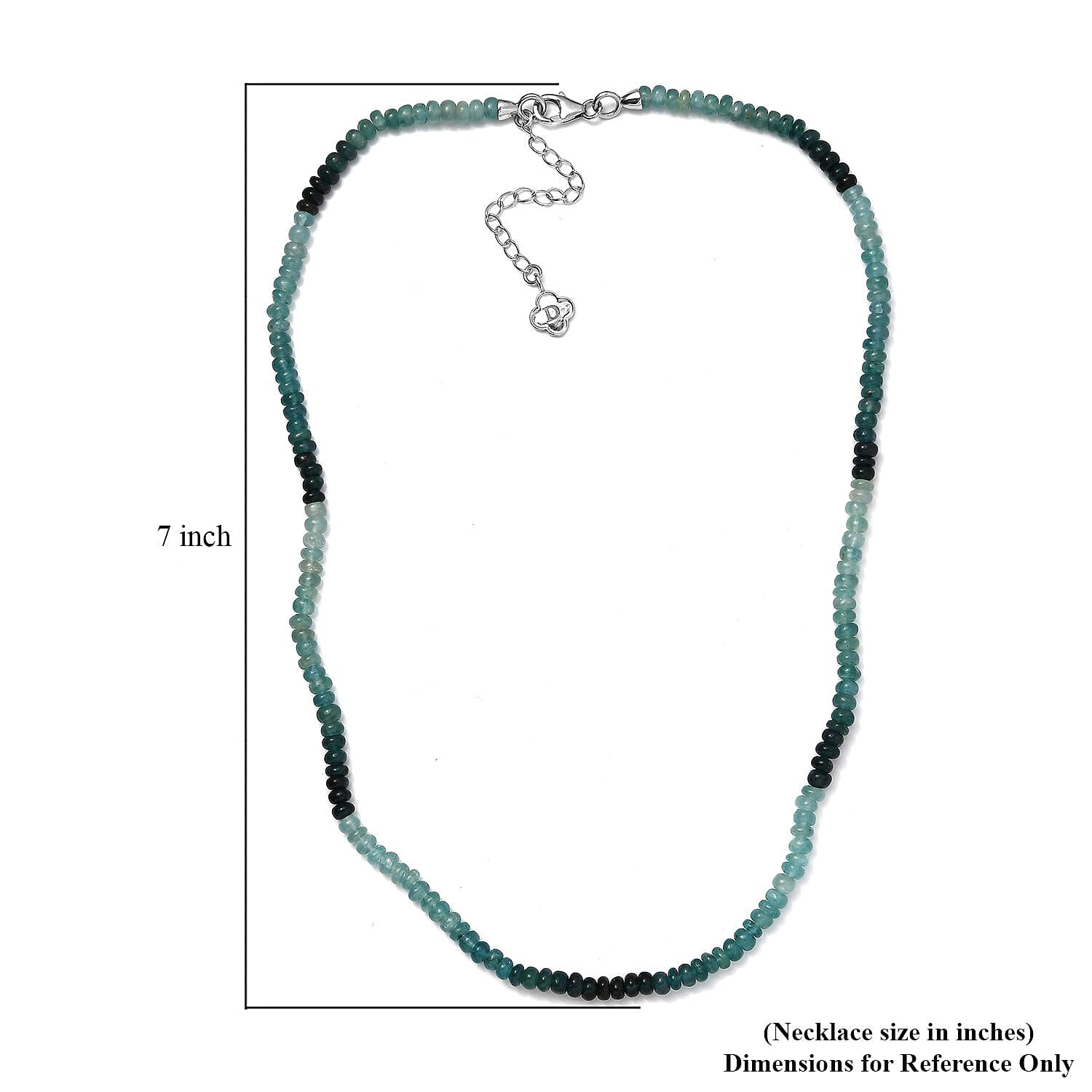 Grandidierite 72.00 ctw Beaded Necklace (18 Inches) in Rhodium Over Sterling Silver