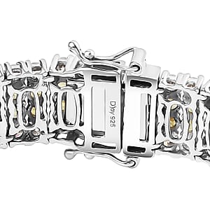 D'Joy Madagascar Yellow Sapphire and Moissanite 17.70 ctw Sunlit Elegance Bracelet in 18K Vermeil YG and Rhodium Over Sterling Silver (7.25 In)