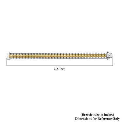 D'Joy Madagascar Yellow Sapphire and Moissanite 17.70 ctw Sunlit Elegance Bracelet in 18K Vermeil YG and Rhodium Over Sterling Silver (7.25 In)