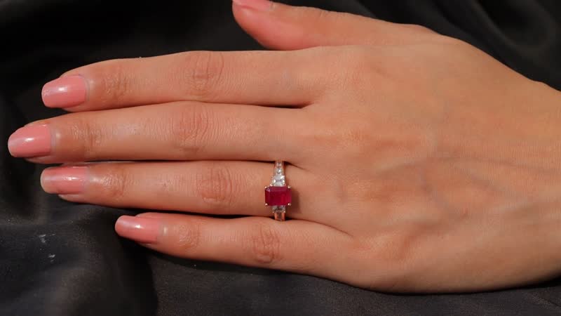 Niassa Ruby and White Zircon 3.30 ctw Ring in 18K Vermeil Rose Gold Over Sterling Silver (Size  10.0)