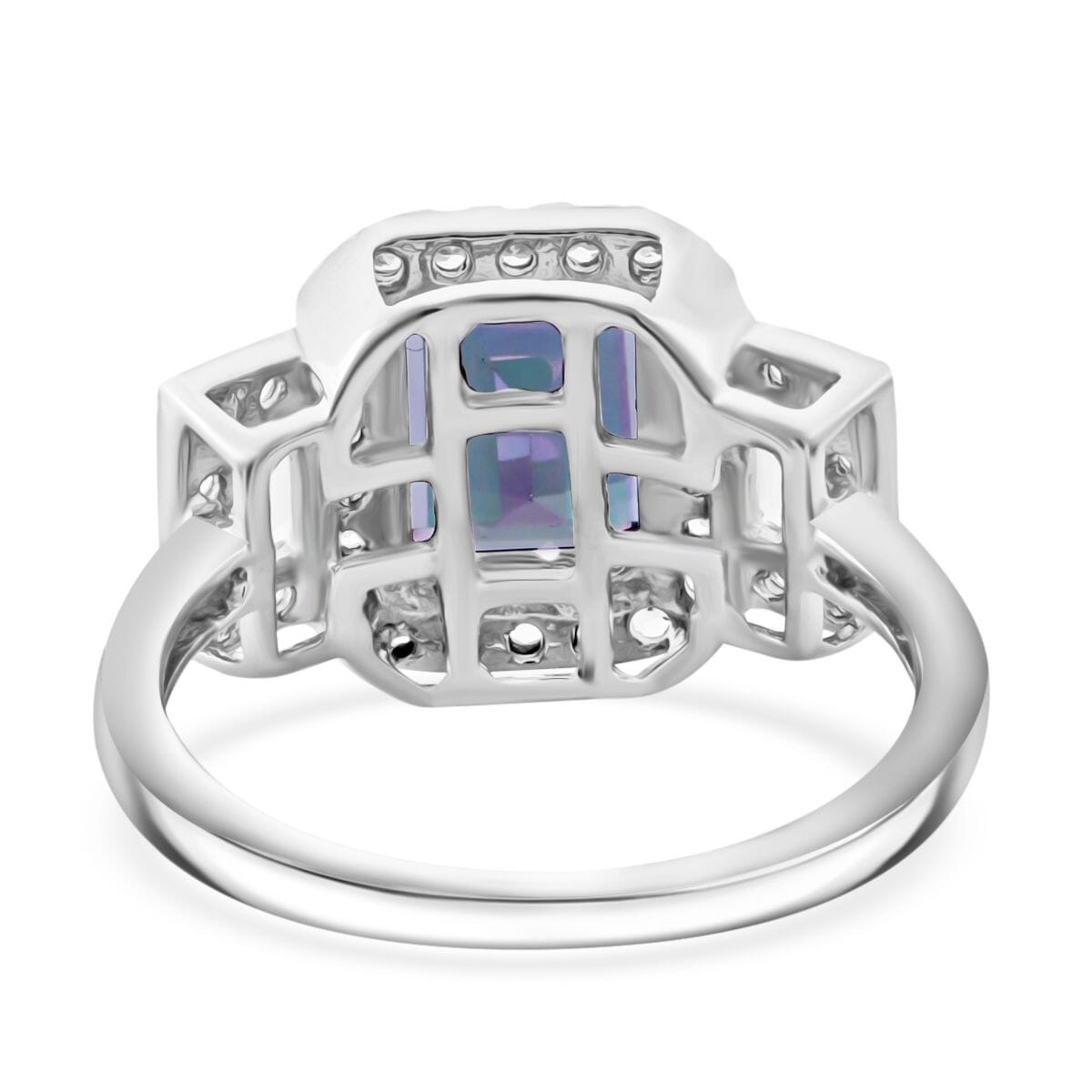 Green Mystic Topaz and White Topaz 3.75 ctw Halo Ring in Rhodium Over Sterling Silver (Size 8.0) image number 4